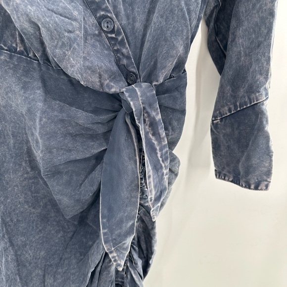 Young Fabulous & Broke Carling Western Asymmetric Ruched Midi Shirt Dress - Picture 4 of 7